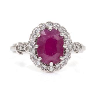 3.04ct Burmese Ruby and Diamond Ring