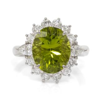 4.98ct Peridot and Diamond Ring