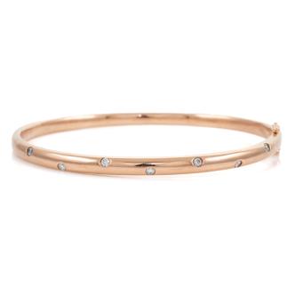 9ct Rose Gold Diamond Bangle