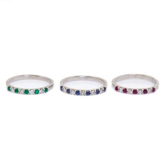 Set of 3 Mixed Gemstone & Diamond Rings