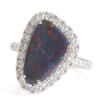 3.25ct Black Opal and Diamond Ring