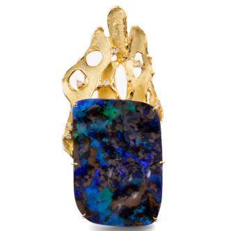 Boulder Opal Brooch with Diamonds