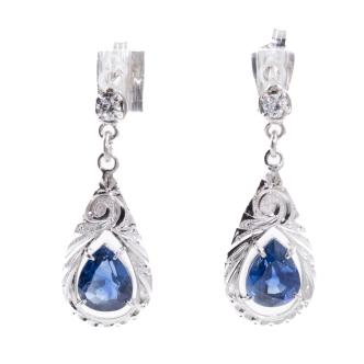 1.50ct Blue Sapphire & Diamond Earrings