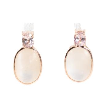 Moonstone and Unheated Sapphire Earrings