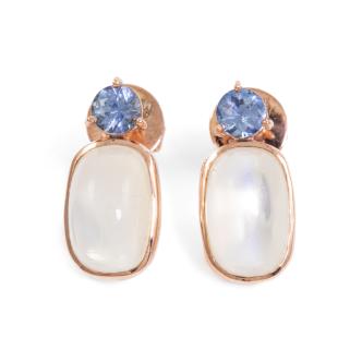 Moonstone & Unheated Sapphire Earrings