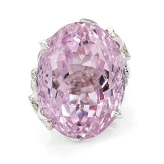 85.13ct Kunzite and Diamond Ring