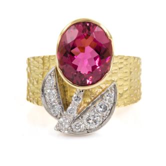 4.05ct Rubellite and Diamond Ring