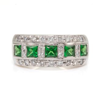 0.94ct Tsavorite Garnet & Diamond Ring