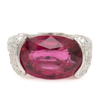6.30ct Rubellite and Diamond Ring