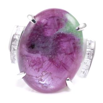 13.26ct Ruby Zoisite & 0.52ct Diamond Ring