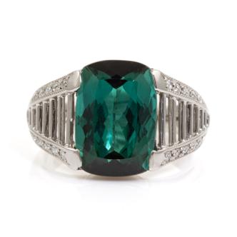 6.45ct Green Tourmaline and Diamond Ring