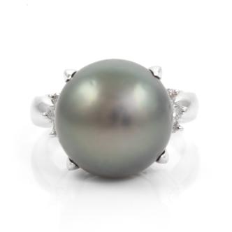 14.2mm Tahitian Pearl Diamond Ring