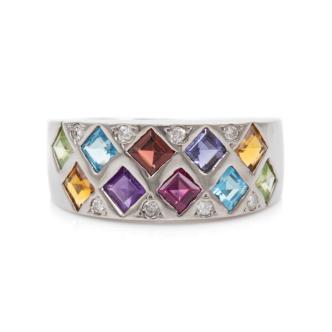 Mixed Gemstones & Diamond Ring
