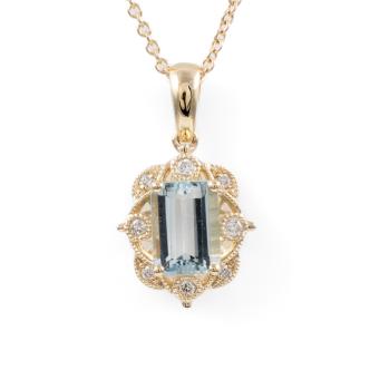 0.96ct Aquamarine and Diamond Pendant