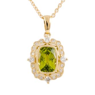 0.50ct Peridot and Diamond Pendant