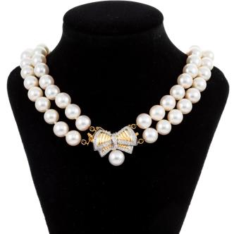Two Row Pearl Choker Necklace