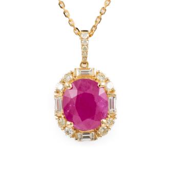 3.85ct Burmese Ruby and Diamond Pendant