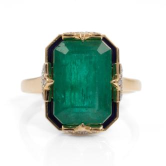 7.94ct Emerald and Diamond Ring