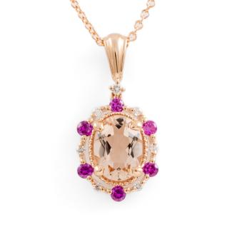 1.02ct Morganite & Sapphire Pendant