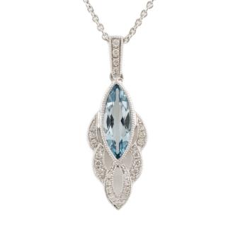 0.87ct Aquamarine and Diamond Pendant