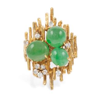 5.89ct Jade and Diamond Ring