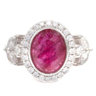 2.79ct Unheated Ruby and Diamond Ring