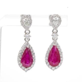 4.07ct Burmese Ruby and Diamond Earrings
