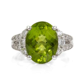 6.24ct Peridot and Diamond Ring