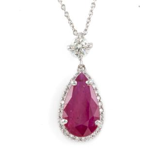 3.81ct Burmese Ruby and Diamond Pendant