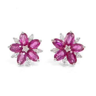 2.80ct Burmese Ruby and Diamond Earrings