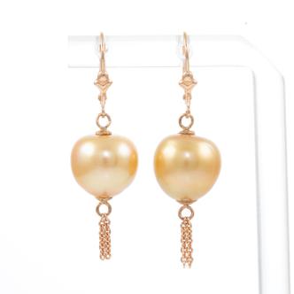 12.7mm Golden South Sea Pearl Earrrings