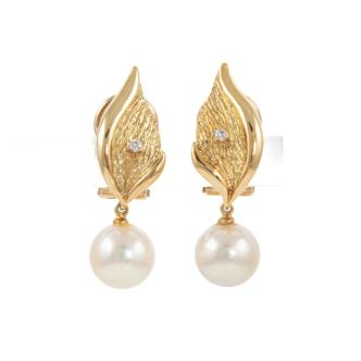 7.9mm Pearl and Diamond Earrings