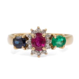Multi-Gemstone and Diamond Ring