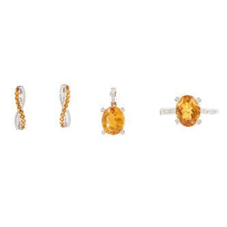 Citrine and Diamond 3 Piece Set