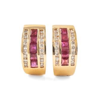 0.90ct Ruby and Diamond Earrings