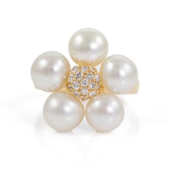7.0mm South Sea Pearl & Diamond Ring