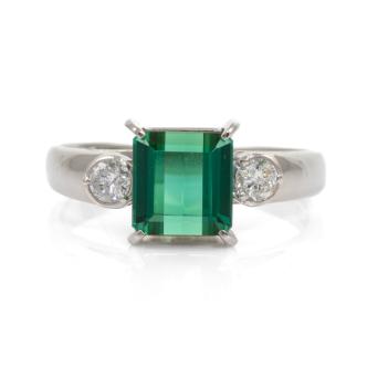 1.50ct Green Tourmaline & Diamond Ring