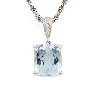 12.91ct Aquamarine & Diamond Pendant