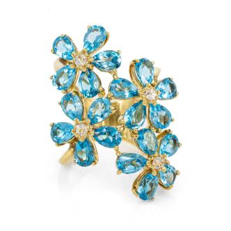 7.20ct Blue and Light Pink Topaz Ring