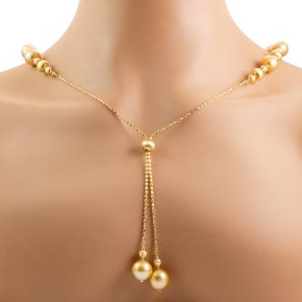Golden South Sea Pearl Lariat Necklace
