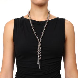 Lariat Tourmaline Necklace 18ct White Gold 66.6g