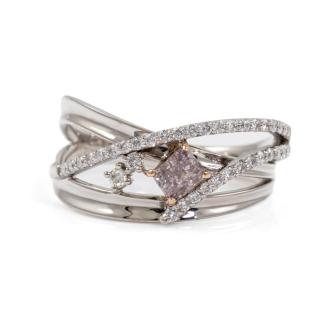 Fancy Purplish Pink Diamond 0.28ct Ring GSL*