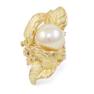 14.6mm South Sea Pearl & Diamond Ring