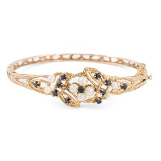 Vintage Pearl and Sapphire Bangle