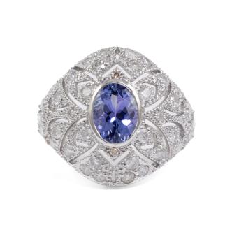 0.91ct Tanzanite and Diamond Ring