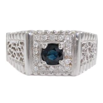 0.30ct Sapphire and Diamond Mens Ring