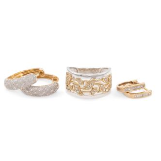 Set of Diamond Earrings and Diamond Ring