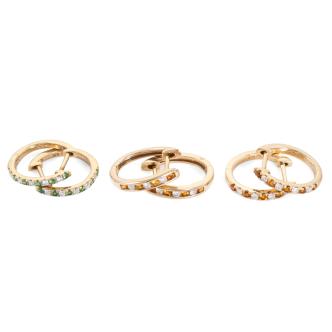 Set of 3 Huggie Diamond Earrings