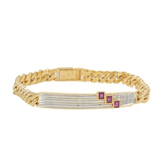 Ruby & Diamond Bar Bracelet, 18ct 31.1g