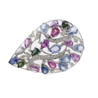 9.60ct Sapphire & 0.42ct Diamond brooch